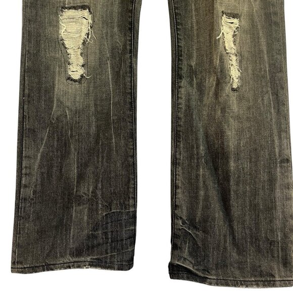 Guess Jeans Rolland Low Bootcut 38 Black Distressed Button Fly 90s Y2K Hip Hop - Picture 14 of 16
